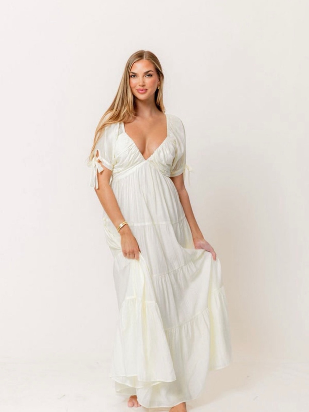 Worth Collective Grayson Maxi Dress in Cream - Picture 2 of 7